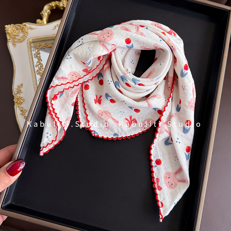 Cotton Linen Square Scarf  58  - Ascot Neck Scarf ulasan dan harga