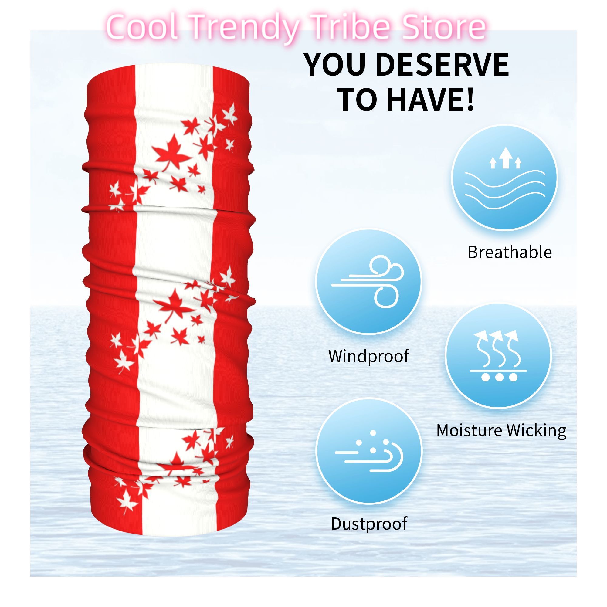 Custom Maple Leaf Canada Flag  - Neck Warmer Tube ulasan dan harga
