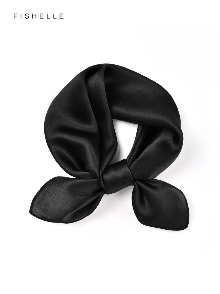 Solid color black pure silk sc - Silk Neck Scarf ulasan dan harga