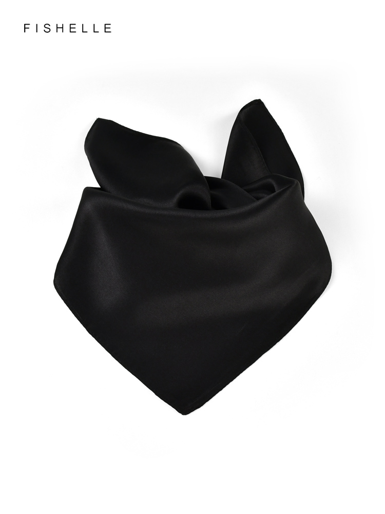 Solid color black pure silk sc - Silk Neck Scarf ulasan dan harga