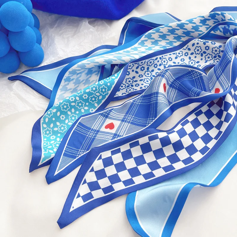 Klein blue silk scarf new chec - Ascot Neck Scarf ulasan dan harga