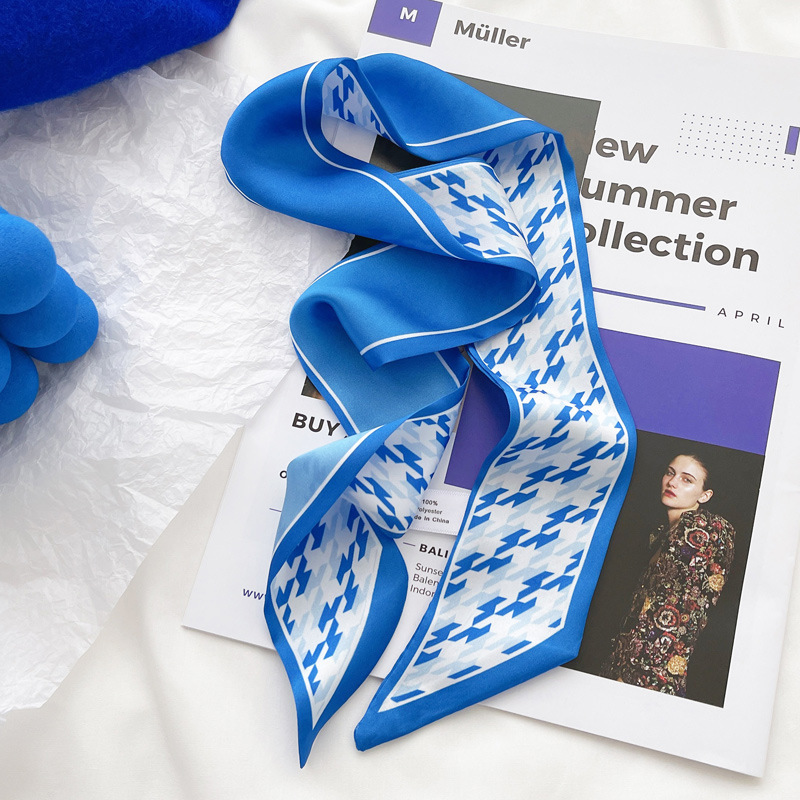 Klein blue silk scarf new chec - Ascot Neck Scarf ulasan dan harga